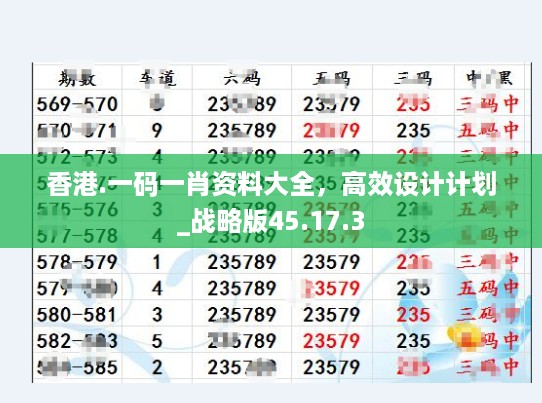 香港.一码一肖资料大全，高效设计计划_战略版45.17.3