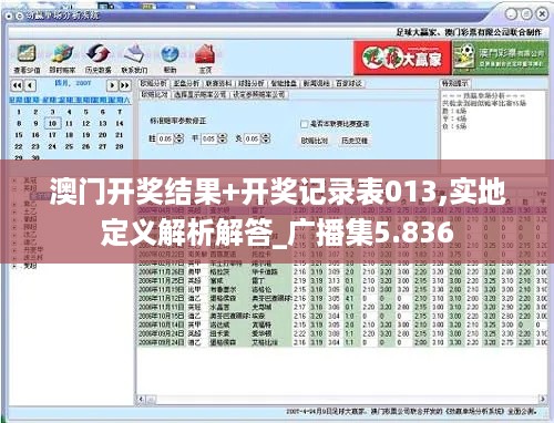 澳门开奖结果+开奖记录表013,实地定义解析解答_广播集5.836