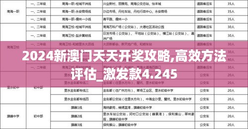 2024新澳门天天开奖攻略,高效方法评估_激发款4.245