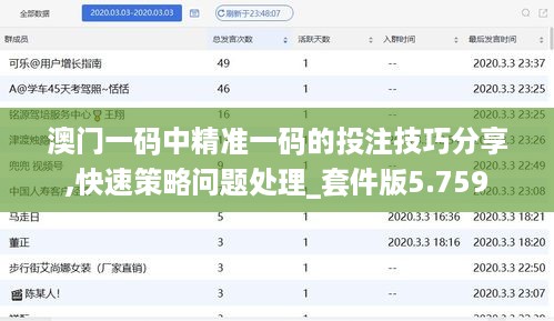 澳门一码中精准一码的投注技巧分享,快速策略问题处理_套件版5.759