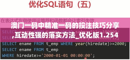 澳门一码中精准一码的投注技巧分享,互动性强的落实方法_优化版1.254