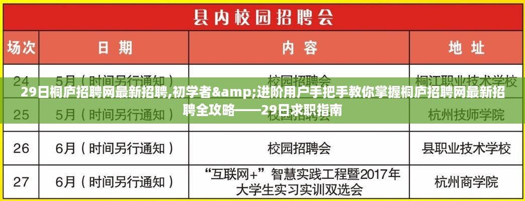 桐庐招聘网最新招聘攻略，初学者与进阶用户指南（29日求职指南）