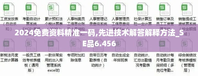 2024免费资料精准一码,先进技术解答解释方法_SE品6.456