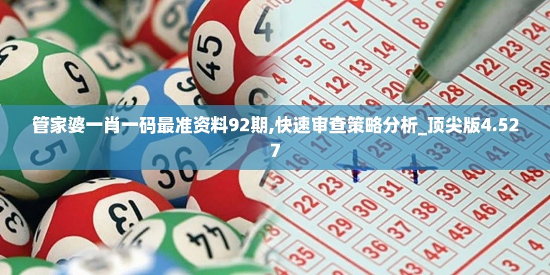 管家婆一肖一码最准资料92期,快速审查策略分析_顶尖版4.527