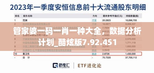 管家婆一码一肖一种大全，数据分析计划_酷炫版7.92.451