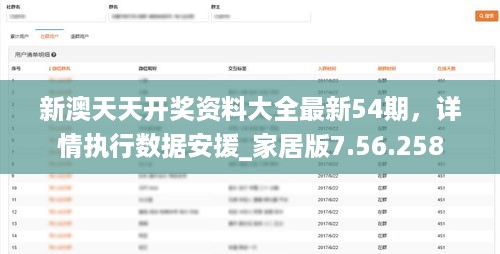 新澳天天开奖资料大全最新54期，详情执行数据安援_家居版7.56.258