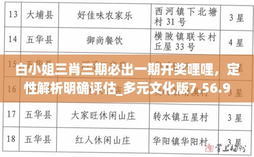 白小姐三肖三期必出一期开奖哩哩，定性解析明确评估_多元文化版7.56.966