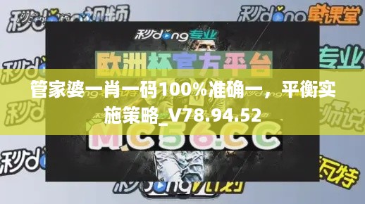 管家婆一肖一码100%准确一，平衡实施策略_V78.94.52