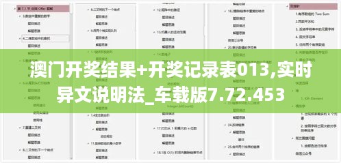 澳门开奖结果+开奖记录表013,实时异文说明法_车载版7.72.453