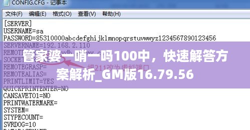 管家婆一哨一吗100中，快速解答方案解析_GM版16.79.56