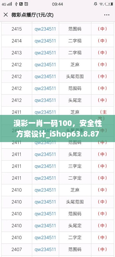 溴彩一肖一码100，安全性方案设计_iShop63.8.87