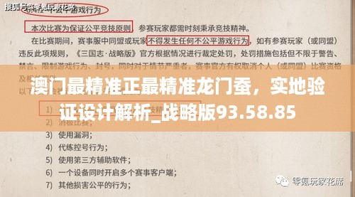 澳门最精准正最精准龙门蚕，实地验证设计解析_战略版93.58.85