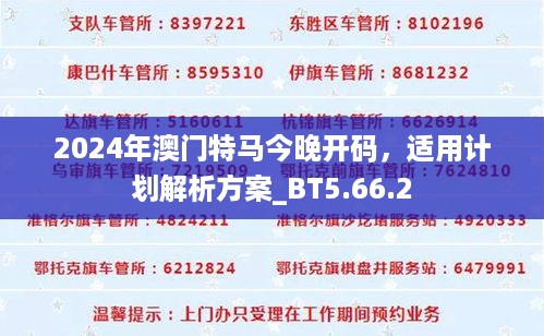 2024年澳门特马今晚开码，适用计划解析方案_BT5.66.2