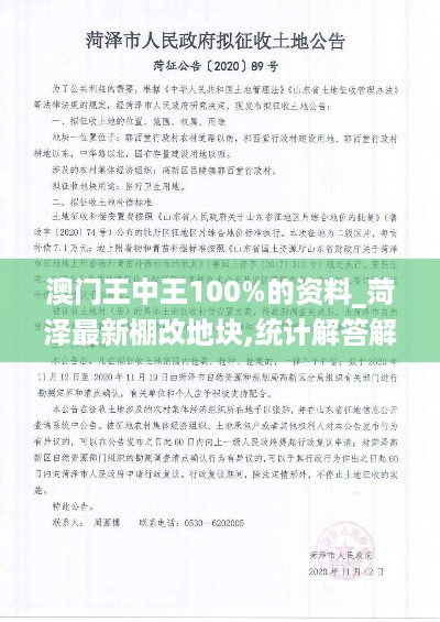 澳门王中王100%的资料_菏泽最新棚改地块,统计解答解析说明_交互版4.22.32