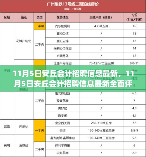 11月5日安丘会计招聘信息最新全面评测与介绍