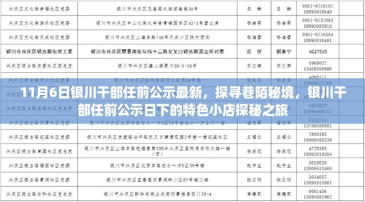 银川干部任前公示最新动态，巷陌秘境中的特色小店探秘之旅