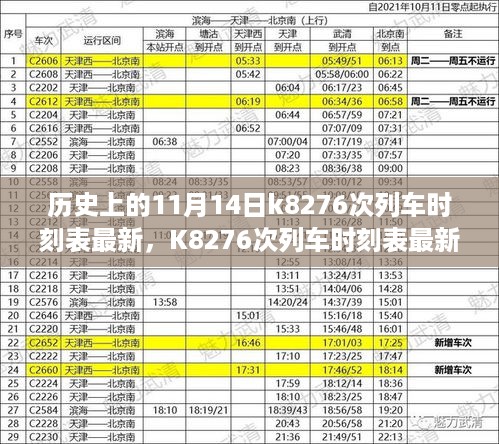 历史视角下的深度剖析，K8276次列车时刻表最新评测及历史变迁