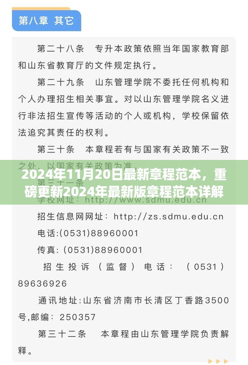 2024年11月20日最新章程范本，重磅更新2024年最新版章程范本详解，你的企业管理必备指南！