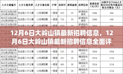 12月6日大岭山镇最新招聘信息全面解析与评测