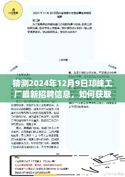 邛崃工厂最新招聘解读，如何获取与解读指南（预测至2024年12月9日）