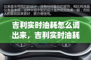 吉利车辆油耗监测系统详解，如何查看和调整实时油耗？