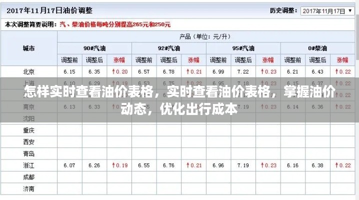 实时查看油价表格，掌握油价动态，优化出行成本策略