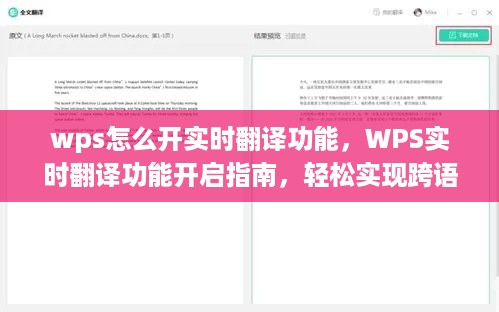 WPS实时翻译功能开启指南，轻松实现跨语言沟通