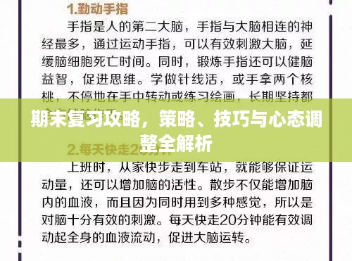 期末复习攻略，策略、技巧与心态调整全解析