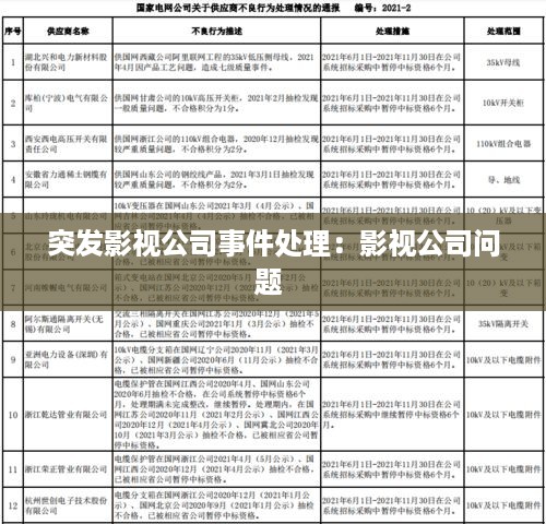 突发影视公司事件处理：影视公司问题 