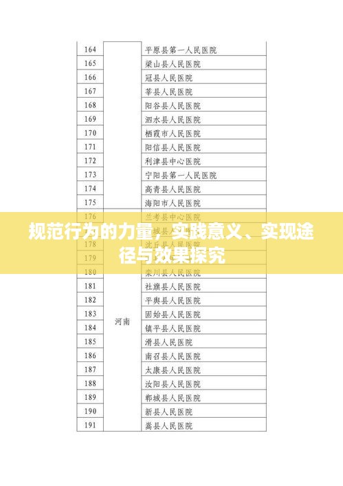 规范行为的力量，实践意义、实现途径与效果探究