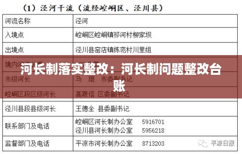 河长制落实整改：河长制问题整改台账 