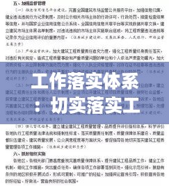 工作落实体系：切实落实工作要求 