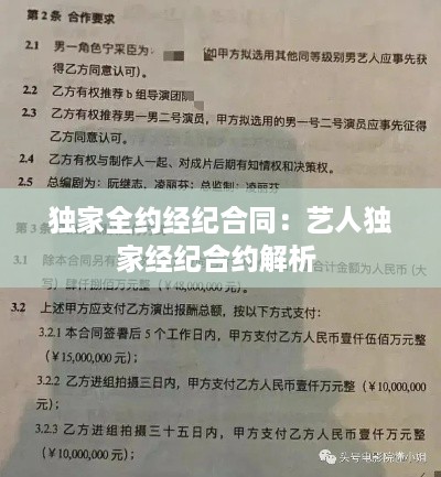 独家全约经纪合同：艺人独家经纪合约解析 