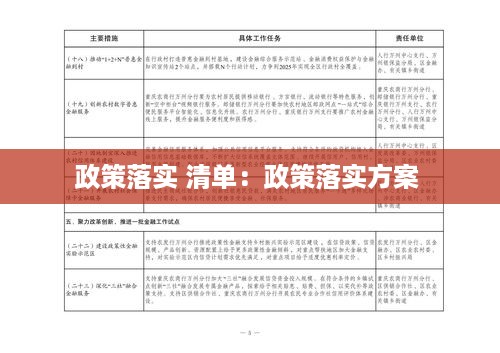 政策落实 清单：政策落实方案 