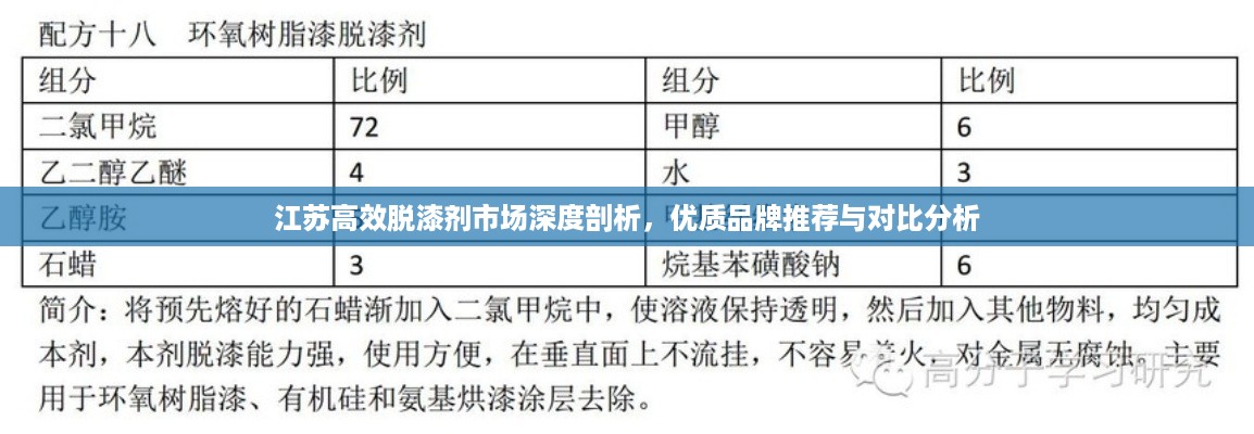 江苏高效脱漆剂市场深度剖析，优质品牌推荐与对比分析