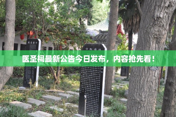 医圣祠最新公告今日发布，内容抢先看！