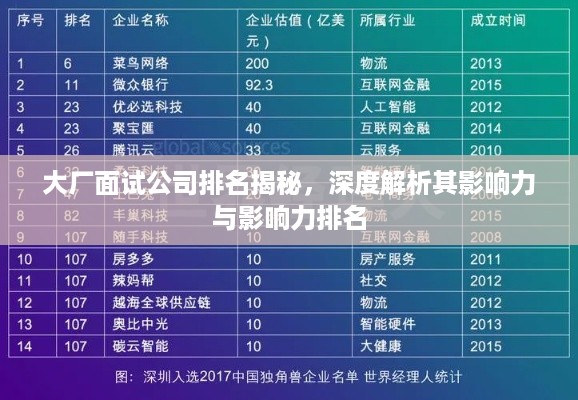 大厂面试公司排名揭秘，深度解析其影响力与影响力排名