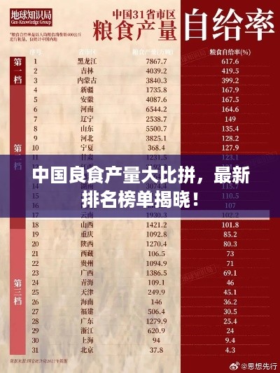 中国良食产量大比拼，最新排名榜单揭晓！