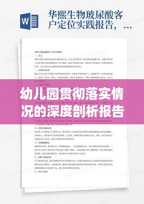 幼儿园贯彻落实情况的深度剖析报告，实践、反思与提升策略