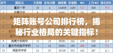 矩阵账号公司排行榜，揭秘行业格局的关键指标！